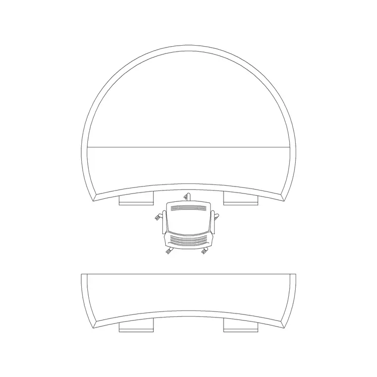 Curve Table DWG CAD block thumbnail — office drawing