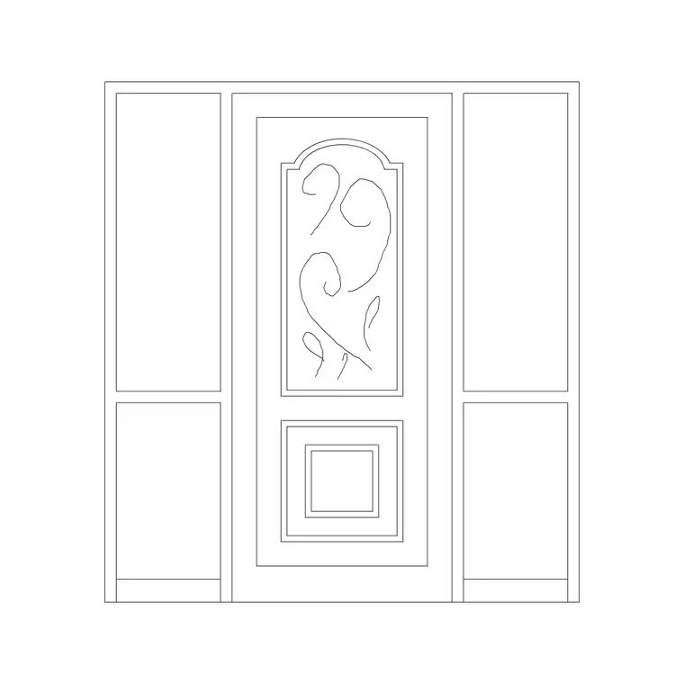 Curved Wooden Door With Fix Glass Window DWG CAD block thumbnail — doors drawing