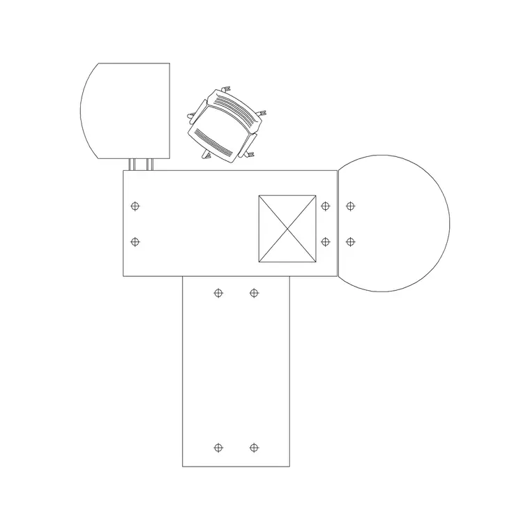 Desginer Workstation DWG CAD block thumbnail — office drawing