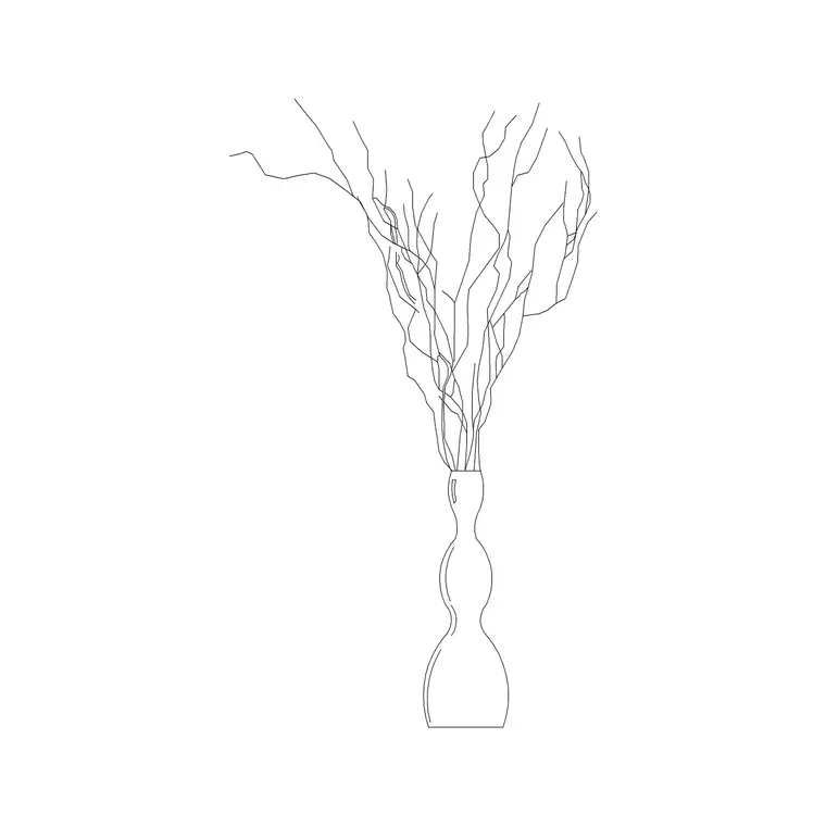 Design Vase With Plant DWG CAD block thumbnail — accessories drawing