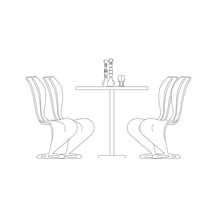 Designer Dining Set Elevation Luxury DWG CAD block thumbnail — furniture drawing