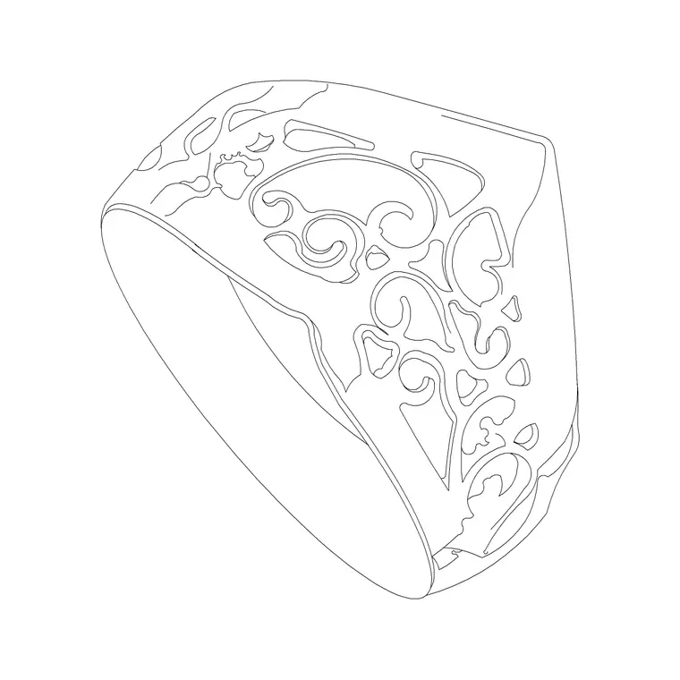 Designer Ring DWG CAD block thumbnail — accessories drawing