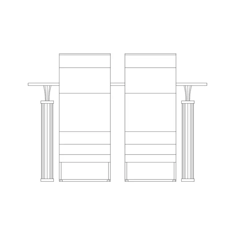 Dining Table Long Back Elevation DWG CAD block thumbnail — furniture drawing