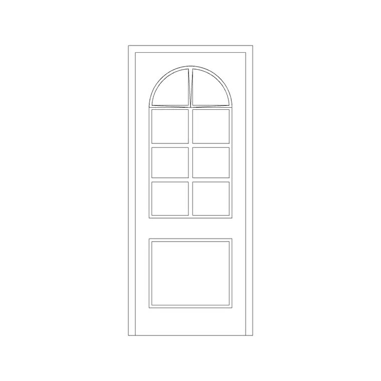 Door With Round Panel 2 DWG CAD block thumbnail — doors drawing