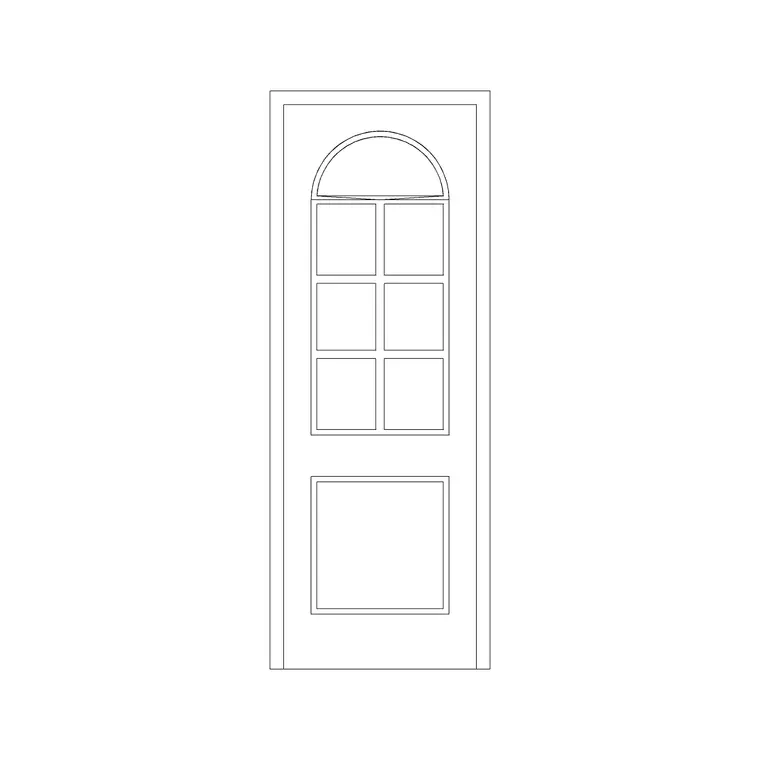 Door With Round Panel DWG CAD block thumbnail — doors drawing