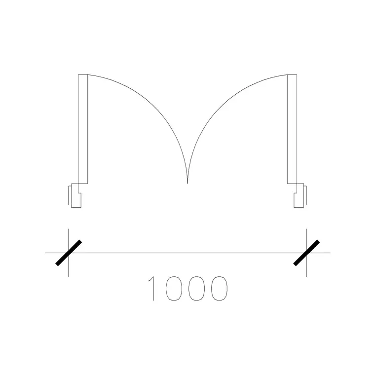 Double Door 1000 Mm Wide Door DWG CAD block thumbnail — doors drawing