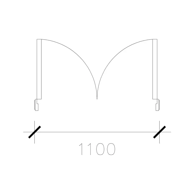 Double Door 1100 Mm Wide Door DWG CAD block thumbnail — doors drawing