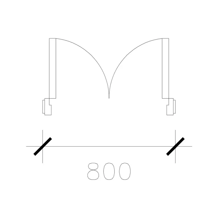 Double Door 800 Mm Wide Door DWG CAD block thumbnail — doors drawing