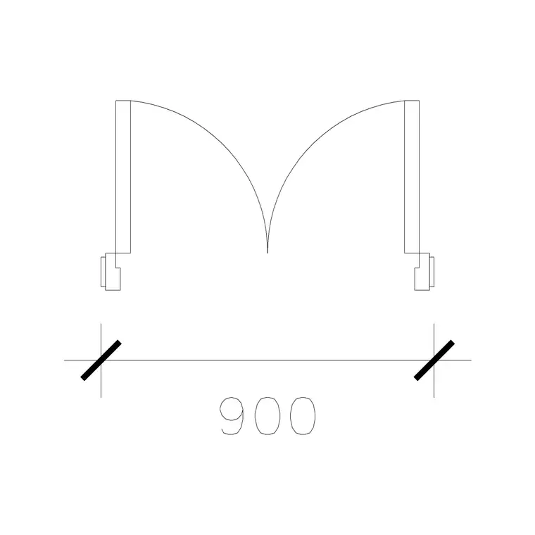 Double Door 900 Mm Wide Door DWG CAD block thumbnail — doors drawing