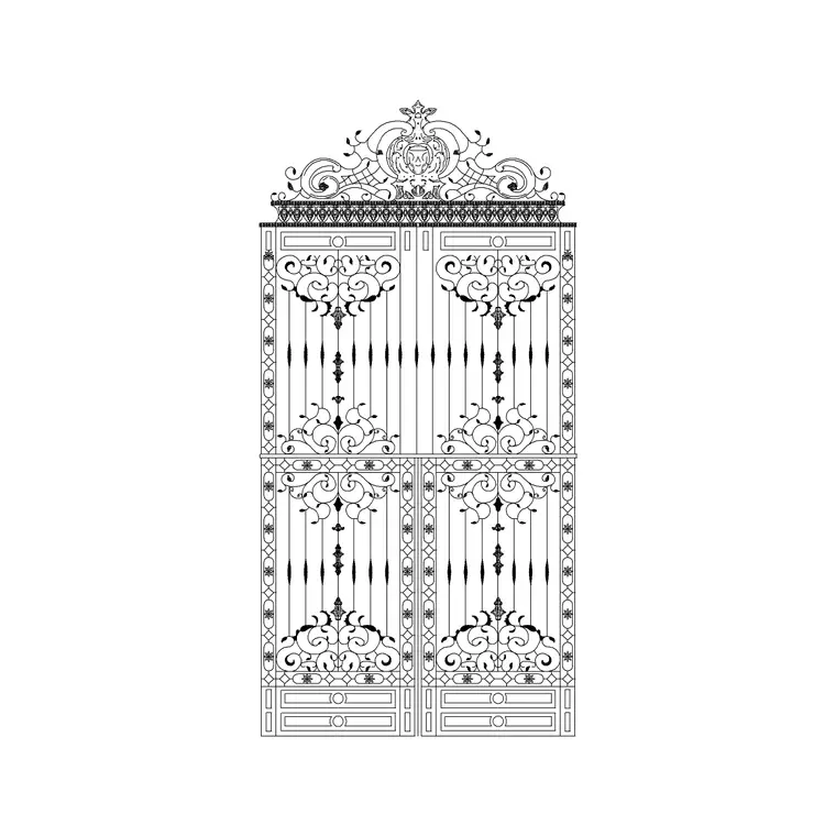 Double Luxury Iron Gate DWG CAD block thumbnail — outdoor drawing