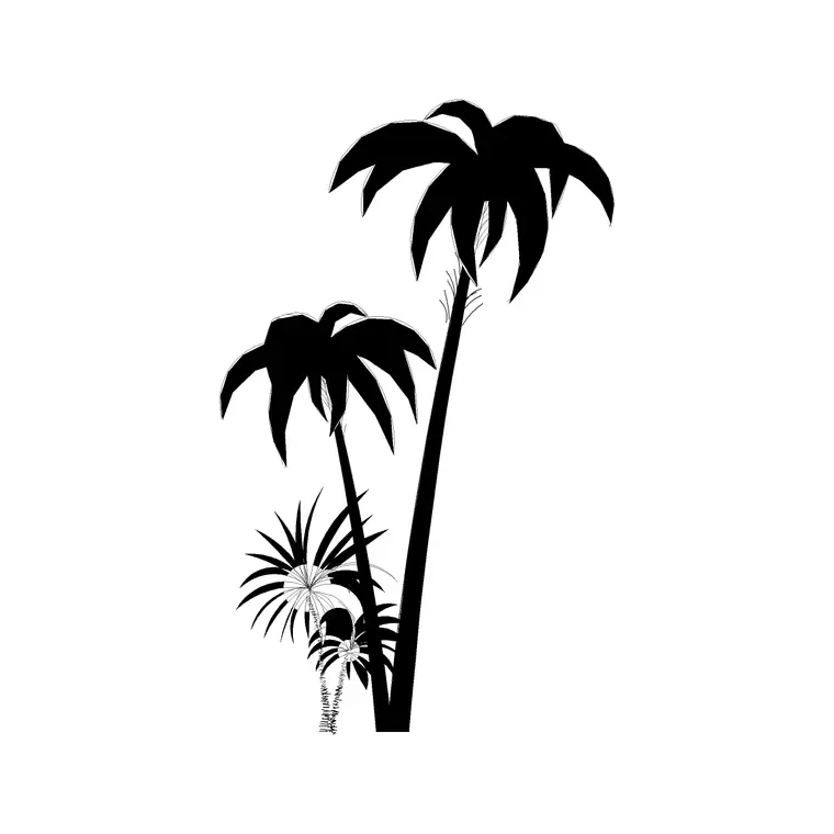 Double Palm Elevation 10 DWG CAD block thumbnail — trees & plants drawing