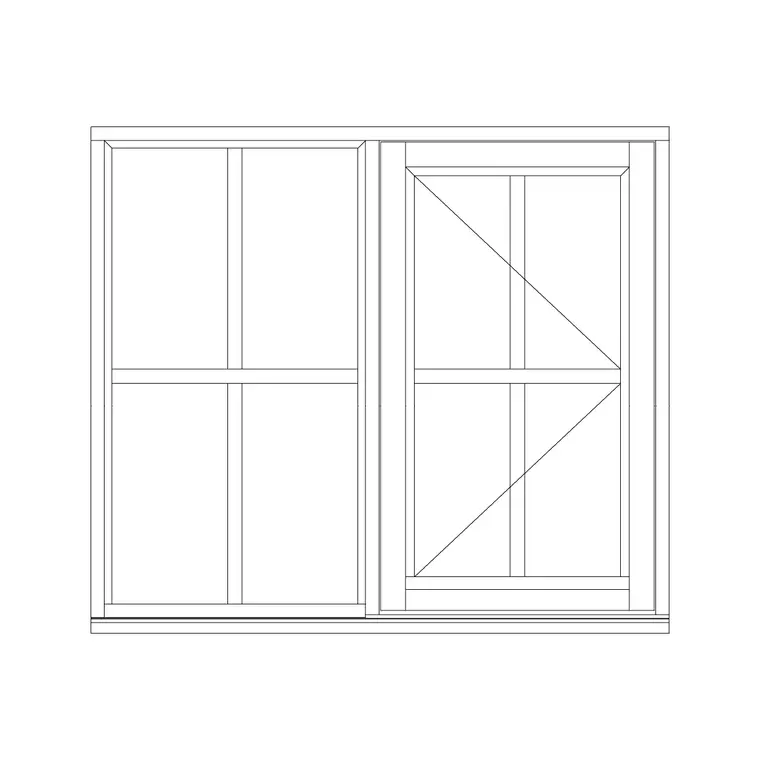 Double Shutter Openable Window CAD block DWG — plan and elevation view