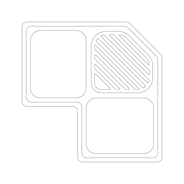 Double Sink L Shape Type B DWG CAD block thumbnail — sinks & faucets drawing