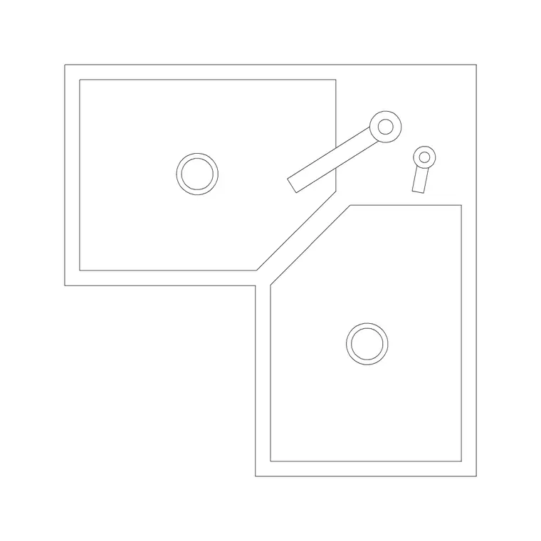 Double Sink L Shape Type C DWG CAD block thumbnail — sinks & faucets drawing