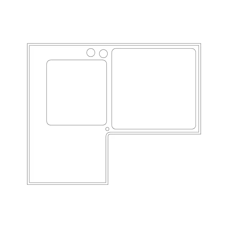 Double Sink L Shape Type D DWG CAD block thumbnail — sinks & faucets drawing