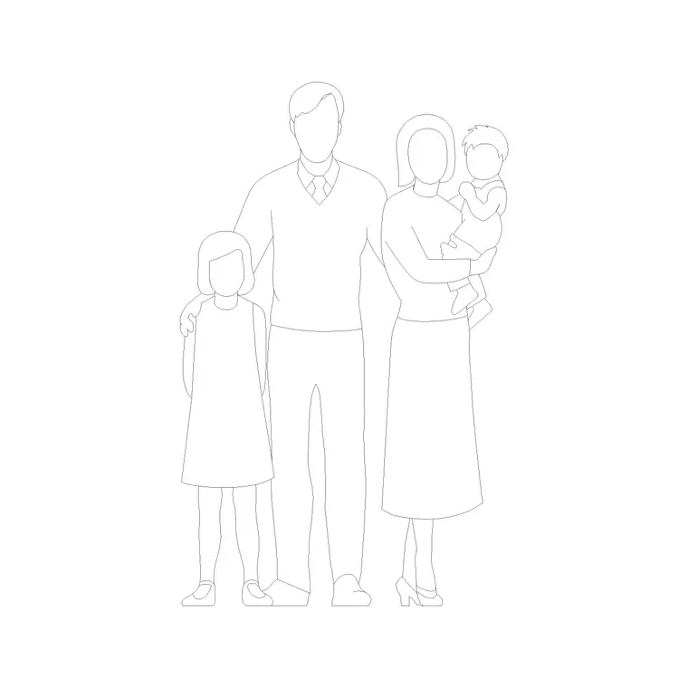 Family DWG CAD block thumbnail — people drawing