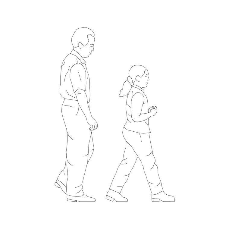 Father Daughter Pair DWG CAD block thumbnail — people drawing