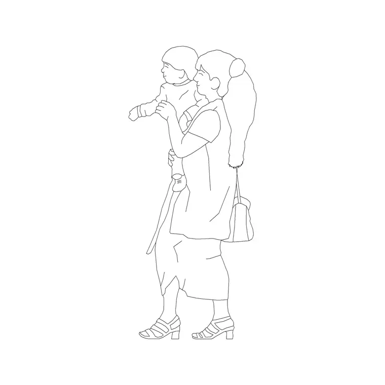 Female Figure (21) DWG CAD block thumbnail — people drawing