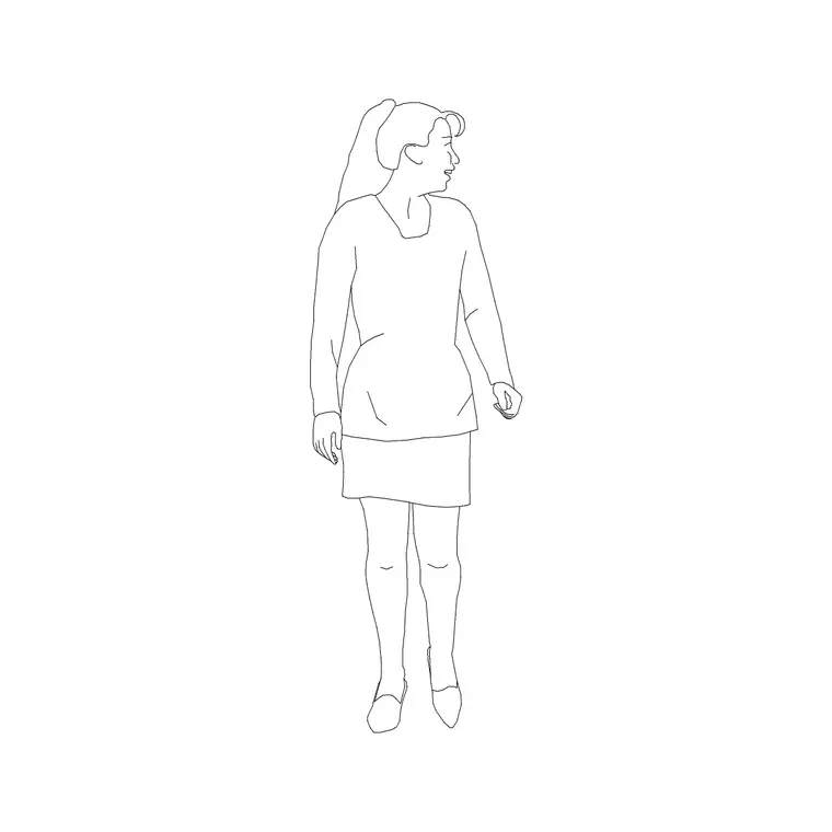 Female Figure (24) DWG CAD block thumbnail — people drawing