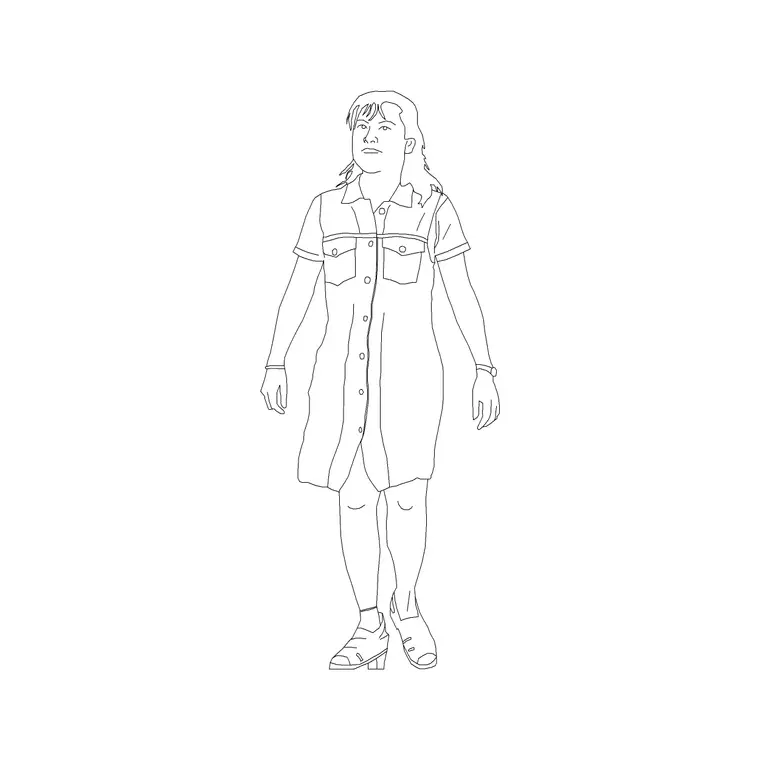 Female Figure (25) DWG CAD block thumbnail — people drawing