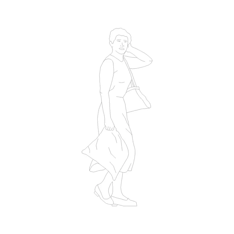 Female Figure (44) DWG CAD block thumbnail — people drawing