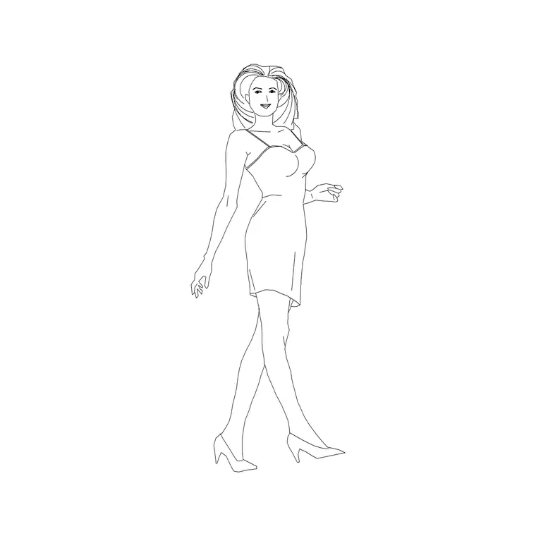 Female Figure (6) DWG CAD block thumbnail — people drawing