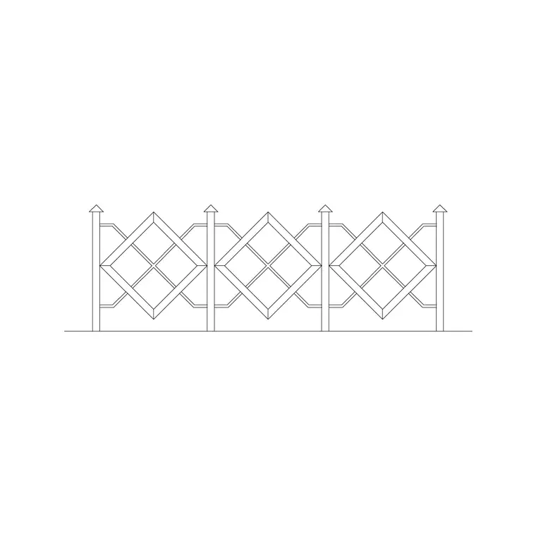 Fence Modern 2 DWG CAD block thumbnail — outdoor drawing