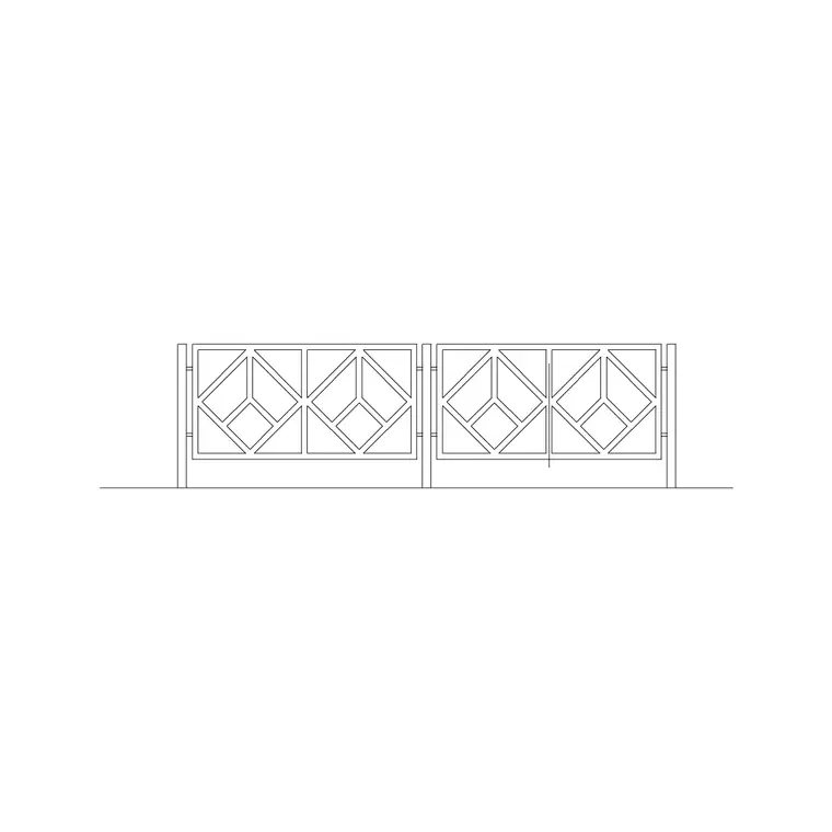 Fence Modern 4 DWG CAD block thumbnail — outdoor drawing