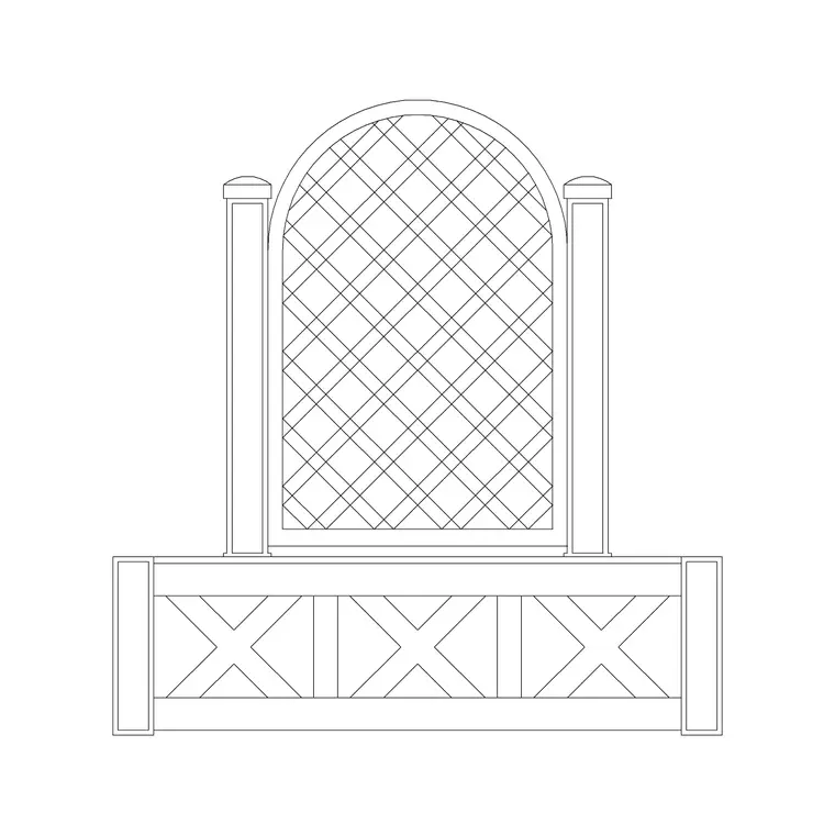 Fence With Flower Bed DWG CAD block thumbnail — outdoor drawing