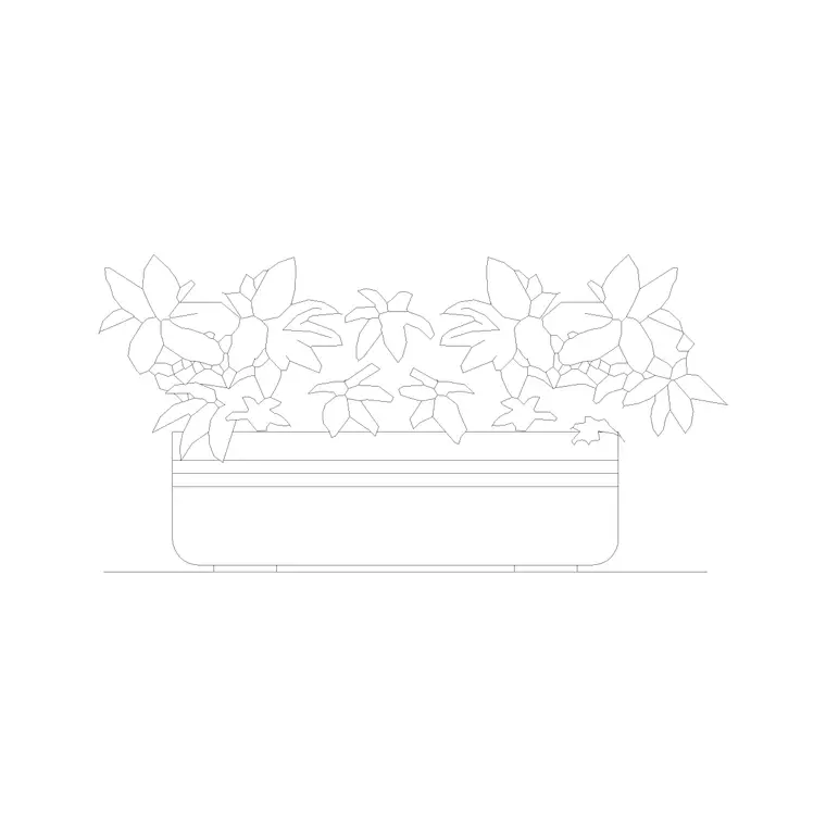 Floor Based Plant Pot Round Edge Ele DWG CAD block thumbnail — trees & plants drawing