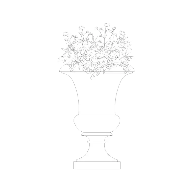Floor Based Plant Pot DWG CAD block thumbnail — trees & plants drawing