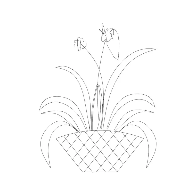 Flower Basket DWG CAD block thumbnail — trees & plants drawing