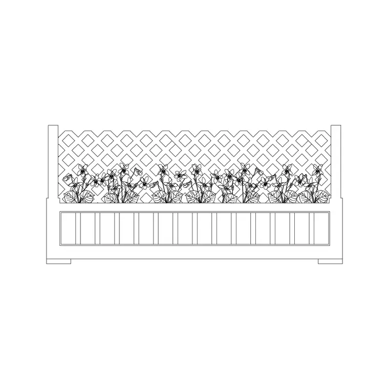 Flower Bed With Carved Back DWG CAD block thumbnail — outdoor drawing