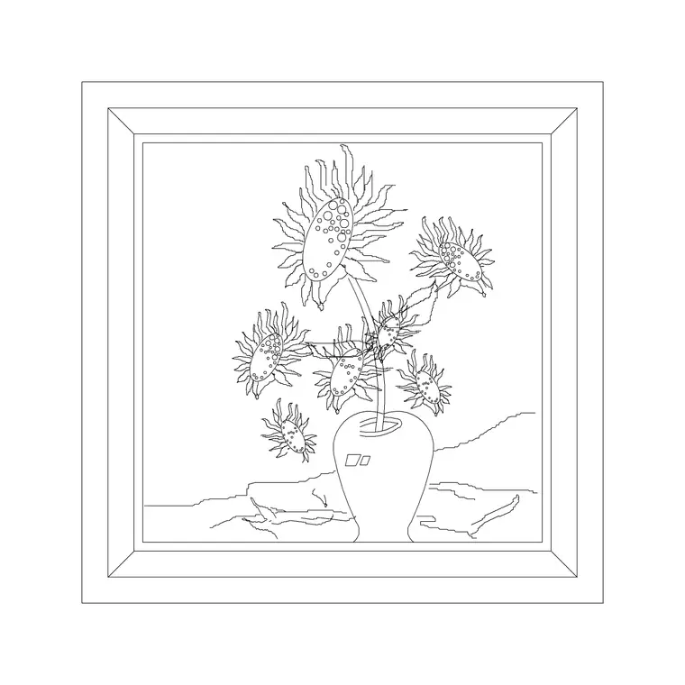 Flower Frame DWG CAD block thumbnail — accessories drawing