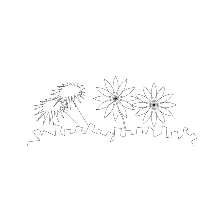 Flower With Grass DWG CAD block thumbnail — trees & plants drawing