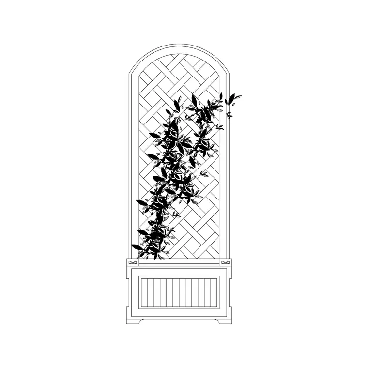 Flower With Iron Round Fence DWG CAD block thumbnail — outdoor drawing