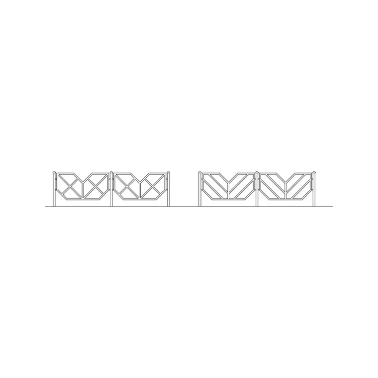 French Style 2 Fence DWG CAD block thumbnail — outdoor drawing