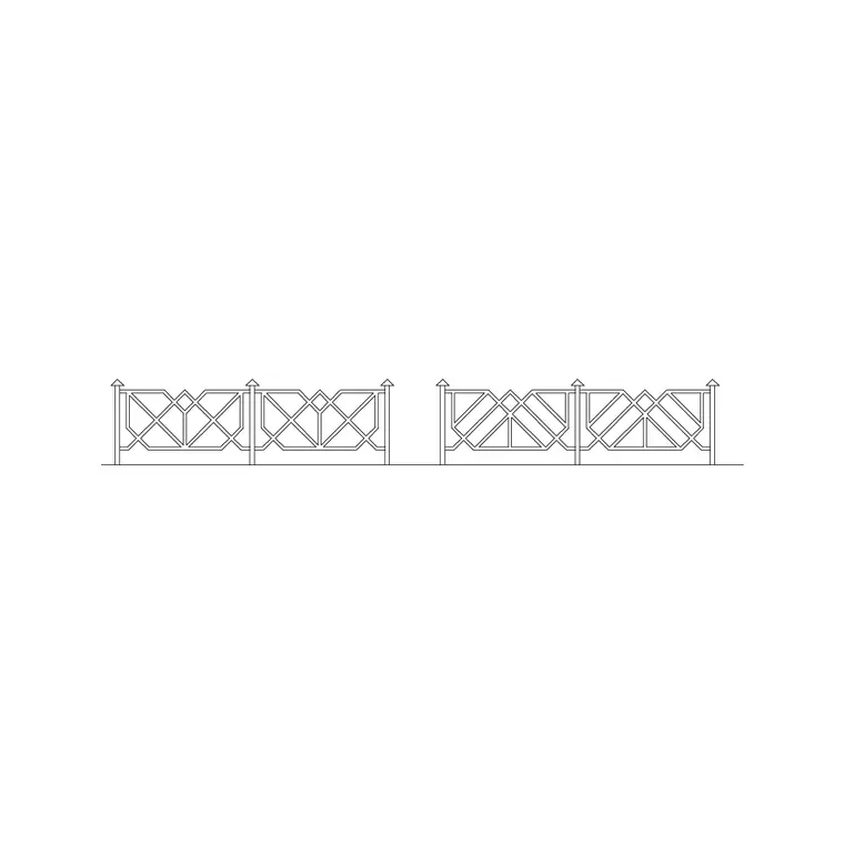 French Style Fence DWG CAD block thumbnail — outdoor drawing