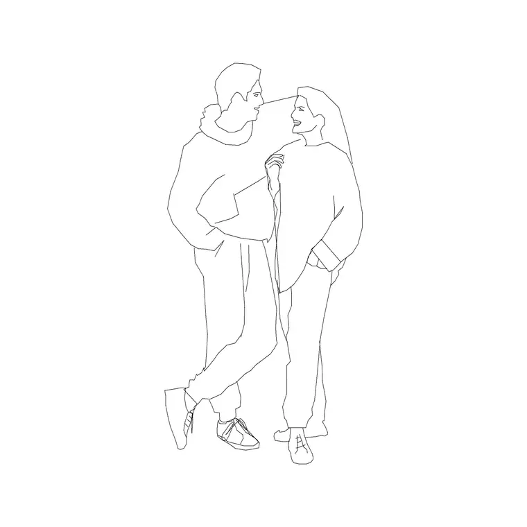 Friends Human Figure DWG CAD block thumbnail — people drawing