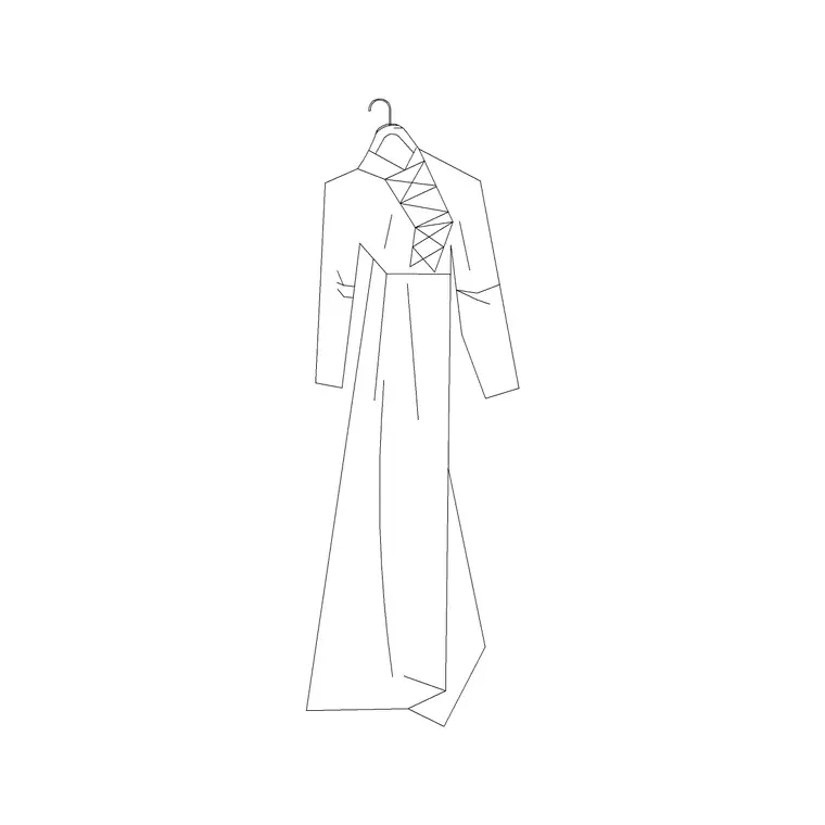 Front Ladies Suit Hanged DWG CAD block thumbnail — accessories drawing