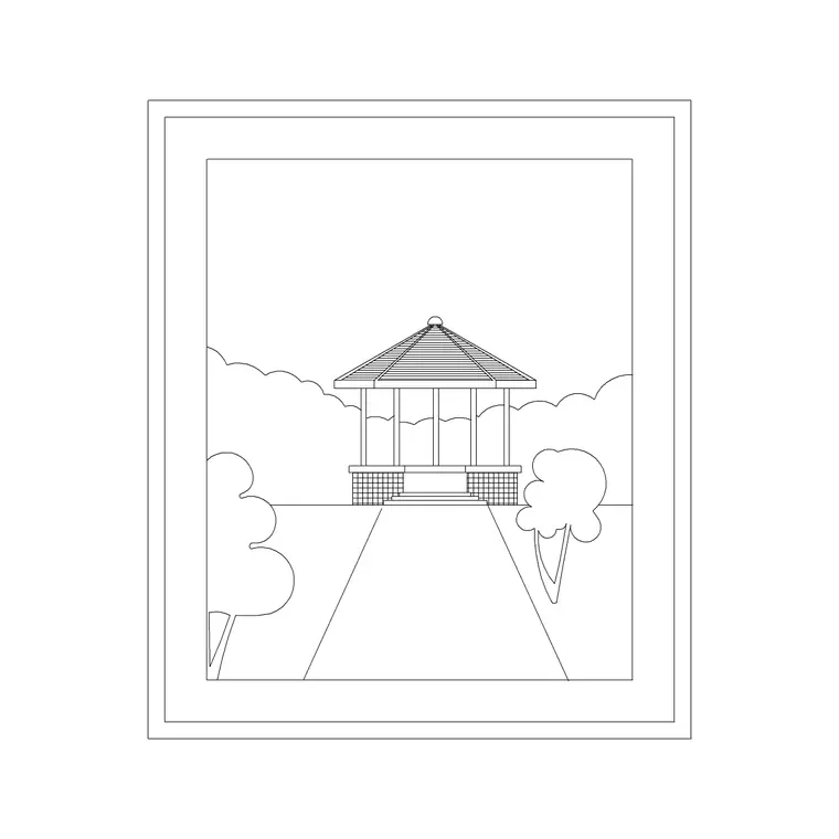 Gazebo Frame CAD block DWG — plan and elevation view