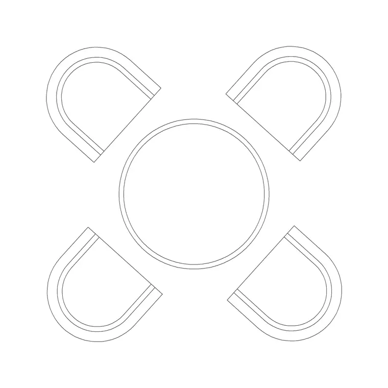 Glass 4P Dining Table DWG CAD block thumbnail — furniture drawing