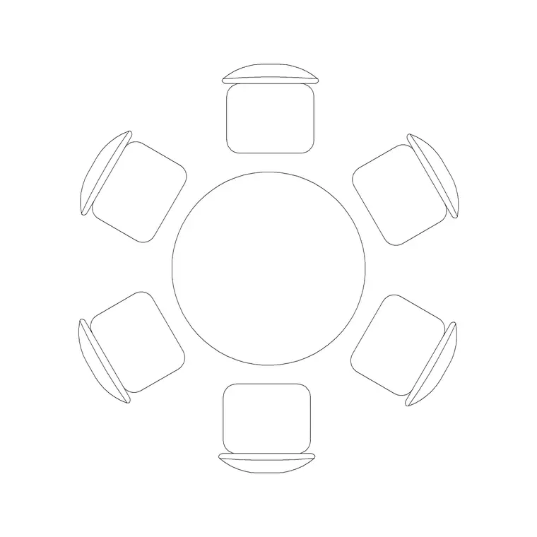 Glass 6p Dining Table (2) DWG CAD block thumbnail — furniture drawing