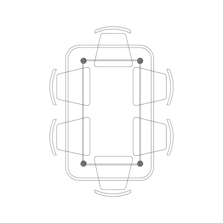 Glass 6P Dining Table DWG CAD block thumbnail — furniture drawing