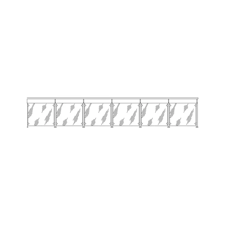 Glass Railing DWG CAD block thumbnail — outdoor drawing