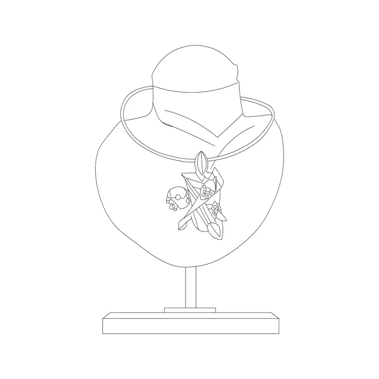 Gold Necklace With Stand DWG CAD block thumbnail — accessories drawing