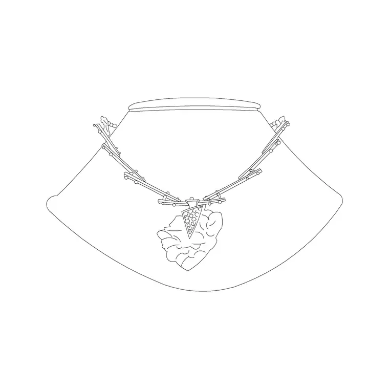 Gold Necklace DWG CAD block thumbnail — accessories drawing