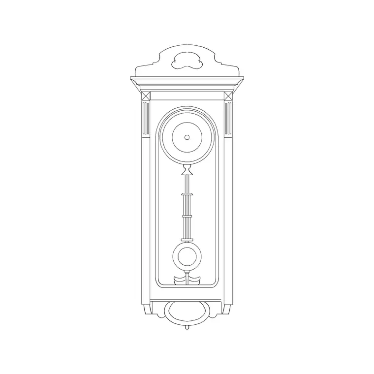 Grandfather Clock (2) DWG CAD block thumbnail — accessories drawing