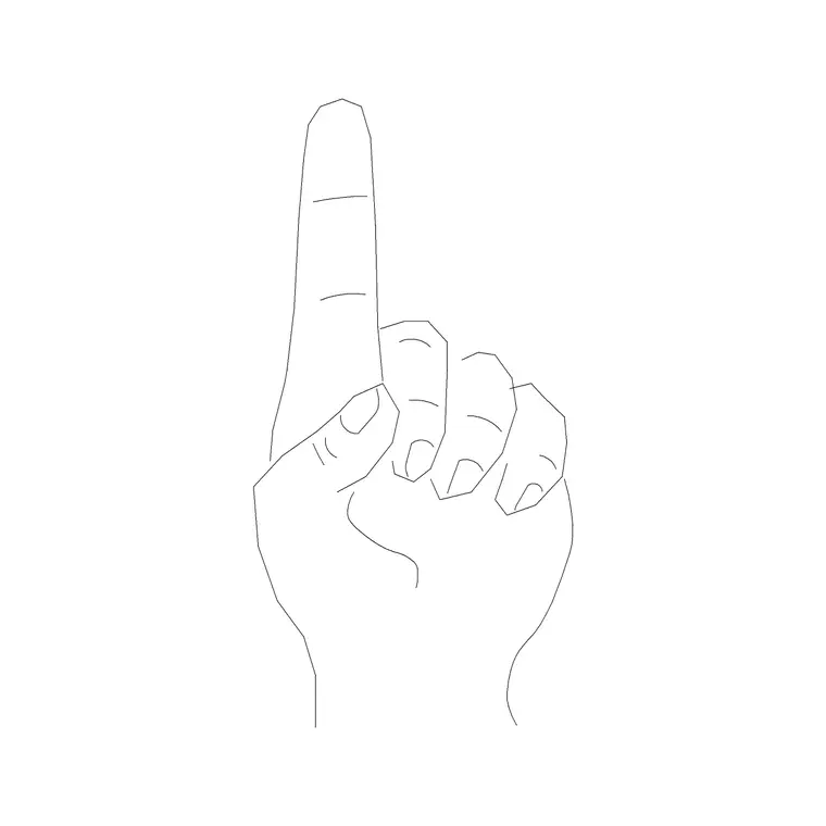 Hand Sign Up DWG CAD block thumbnail — building symbols drawing