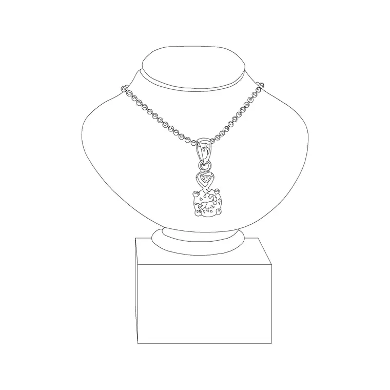 Hanging Necklace DWG CAD block thumbnail — accessories drawing